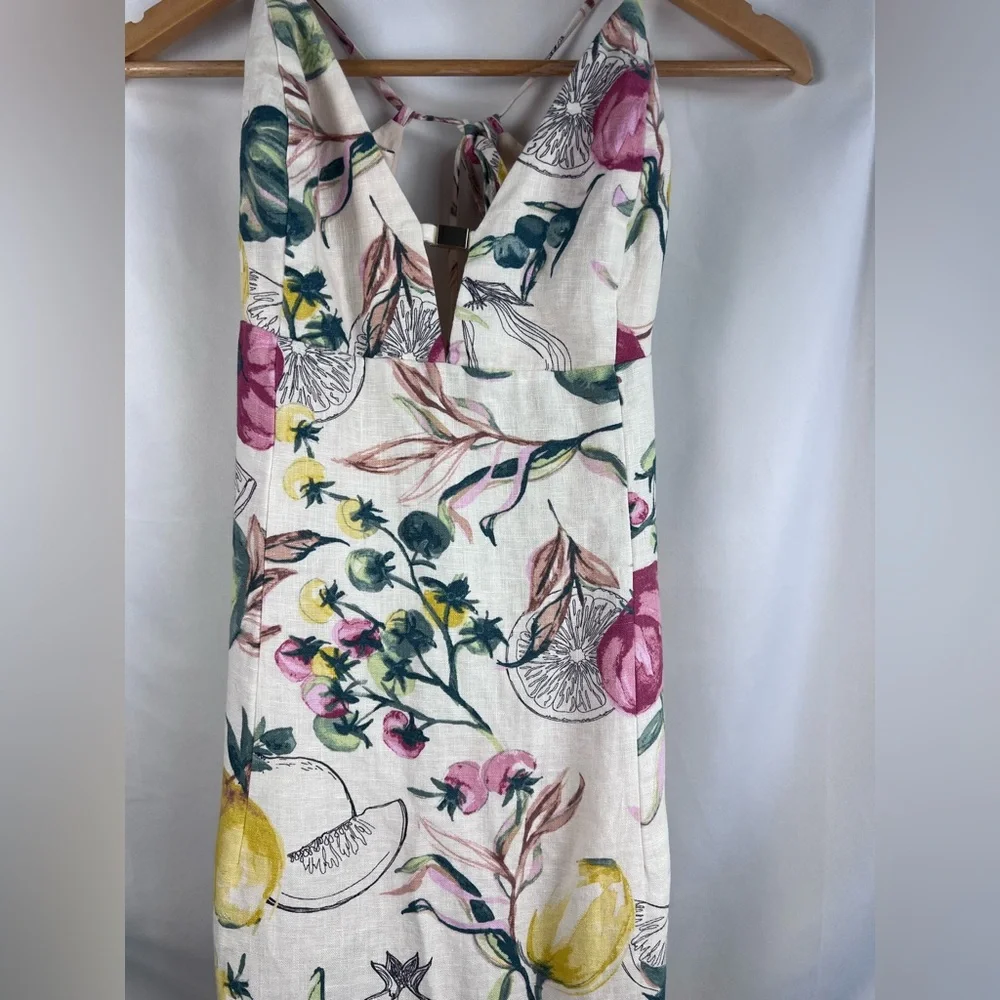 A&F Premium Linen Cutout Midi Dress Size Large Tall